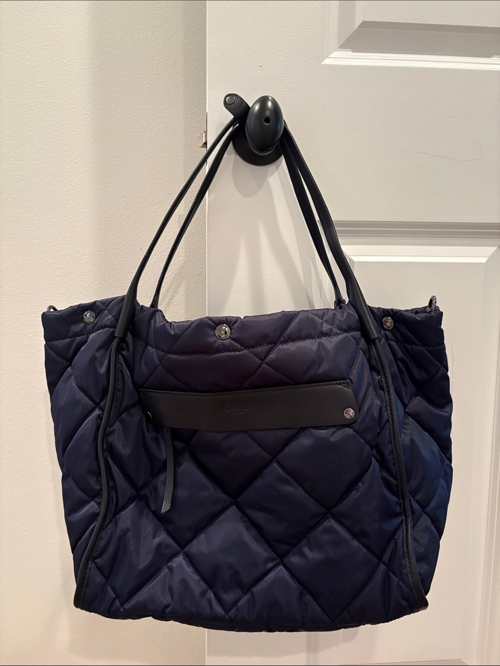MZ Wallace Quilted Navy Tote with Front Pocket